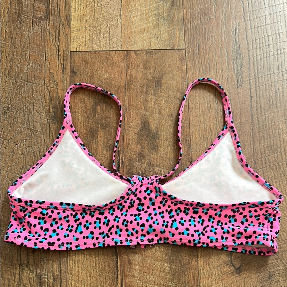 Pink Leopard Print Ruffle Bikini Top - Picture 3 of 5